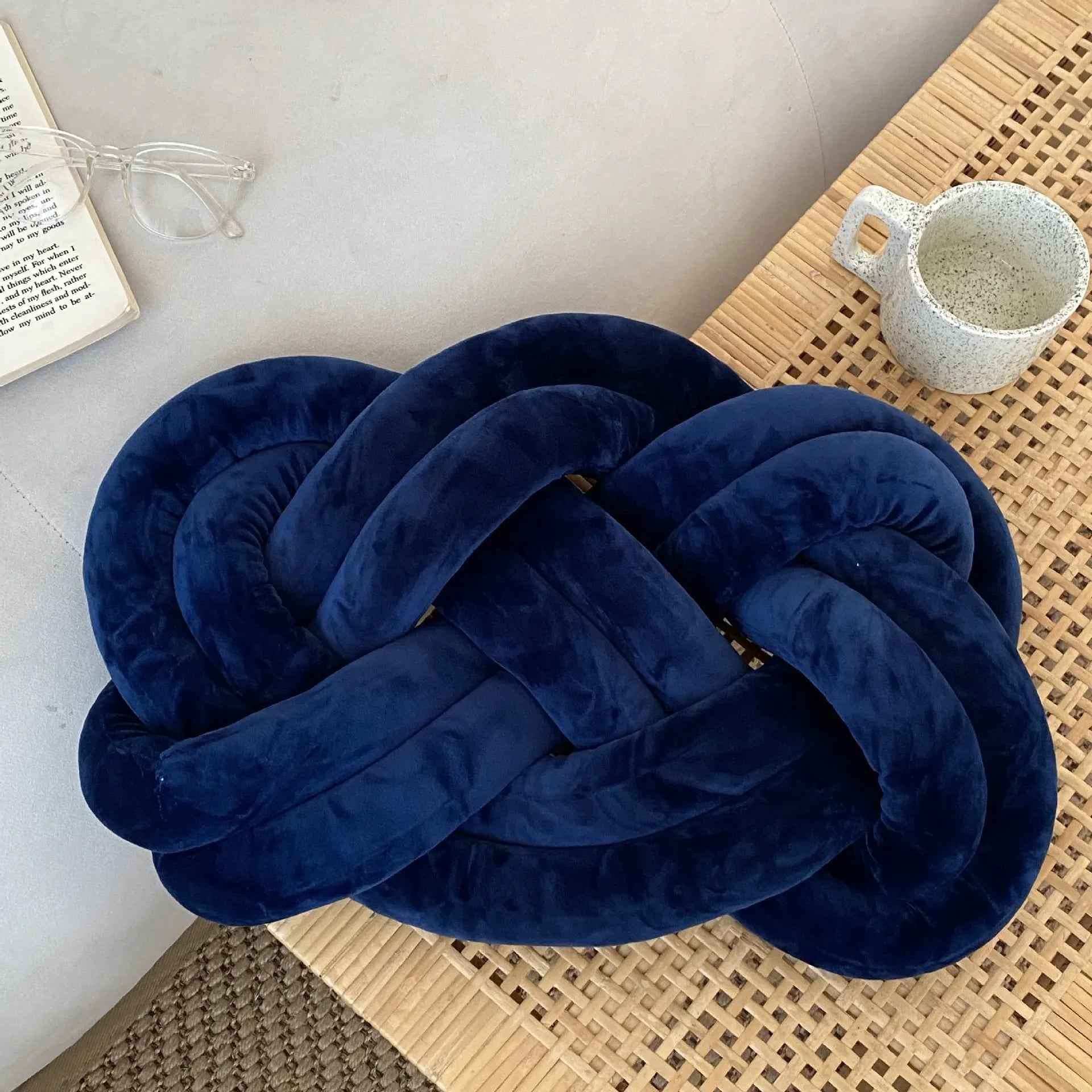Handmade Knot Ball Pillow, Decorative Throw Cushion – Soft Plush Fabric Knotted Comfort Accent Pillow