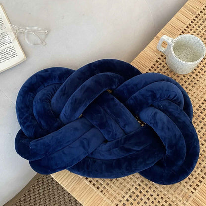 Handmade Knot Ball Pillow, Decorative Throw Cushion – Soft Plush Fabric Knotted Comfort Accent Pillow