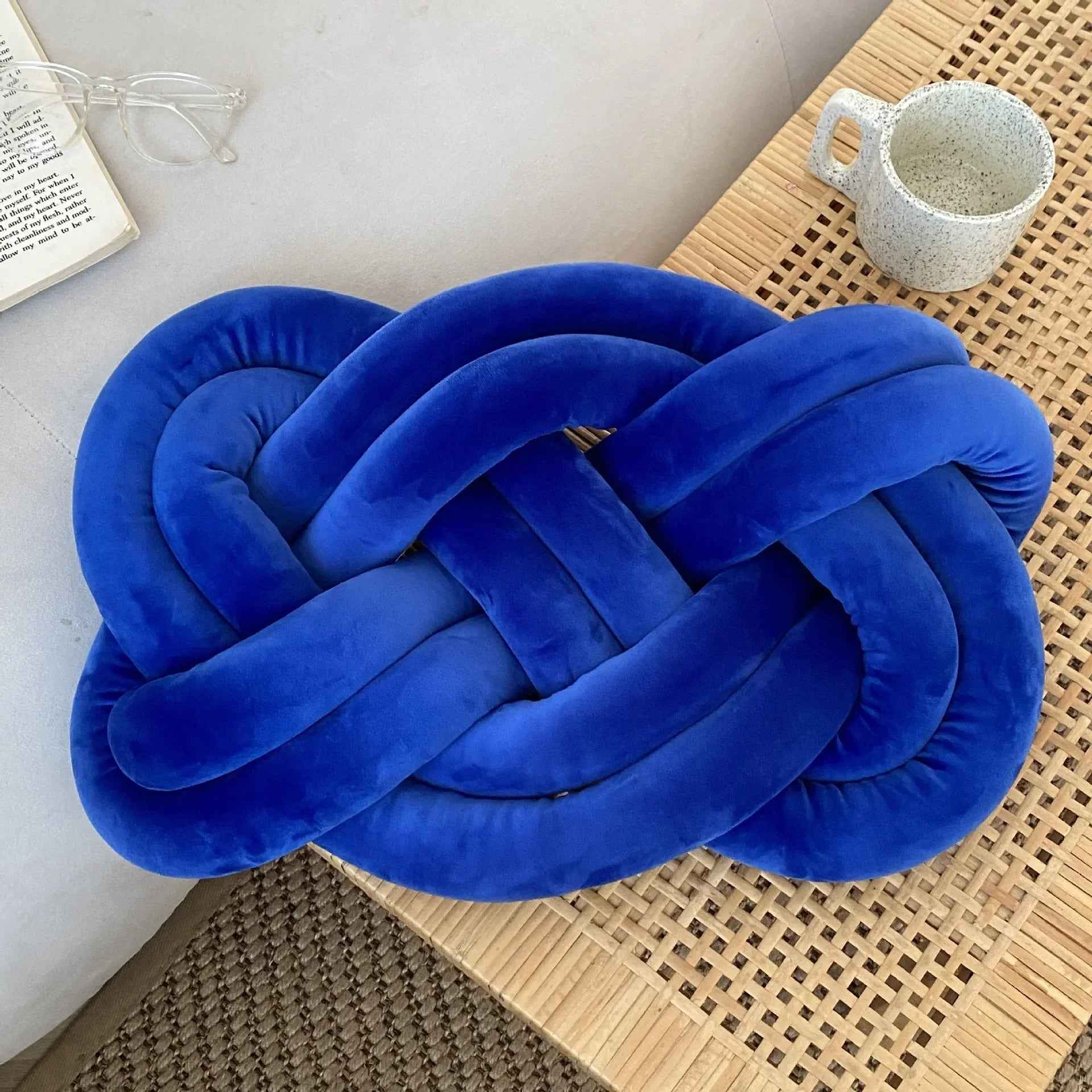 Handmade Knot Ball Pillow, Decorative Throw Cushion – Soft Plush Fabric Knotted Comfort Accent Pillow