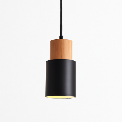 Pavelle Cylindrical Pendant Light for Modern Spaces – Stylish Wood and Metal Design