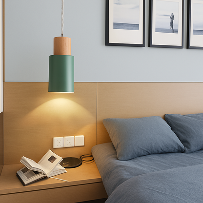 Pavelle Cylindrical Pendant Light for Modern Spaces – Stylish Wood and Metal Design