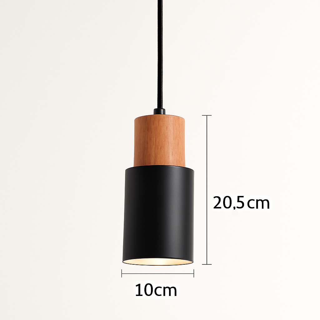 Pavelle Cylindrical Pendant Light for Modern Spaces – Stylish Wood and Metal Design