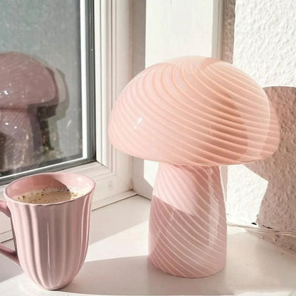 Delyra Cylindrical Trendy Table Lamp – Stylish Glass Design for Bedroom Ambiance