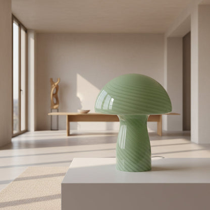 Delyra Cylindrical Trendy Table Lamp – Stylish Glass Design for Bedroom Ambiance