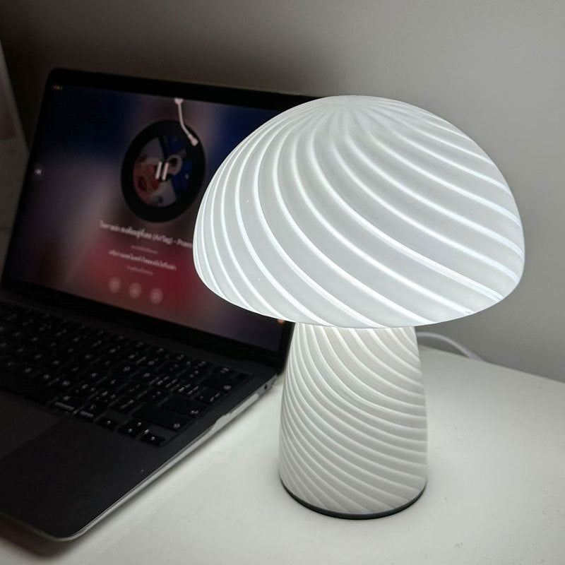 Delyra Cylindrical Trendy Table Lamp – Stylish Glass Design for Bedroom Ambiance