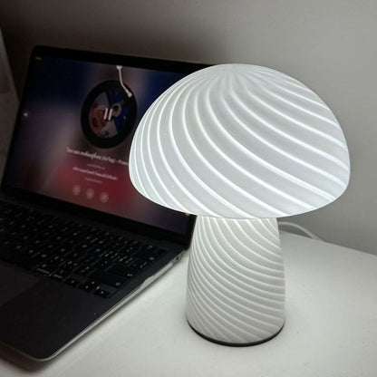 Delyra Cylindrical Trendy Table Lamp – Stylish Glass Design for Bedroom Ambiance