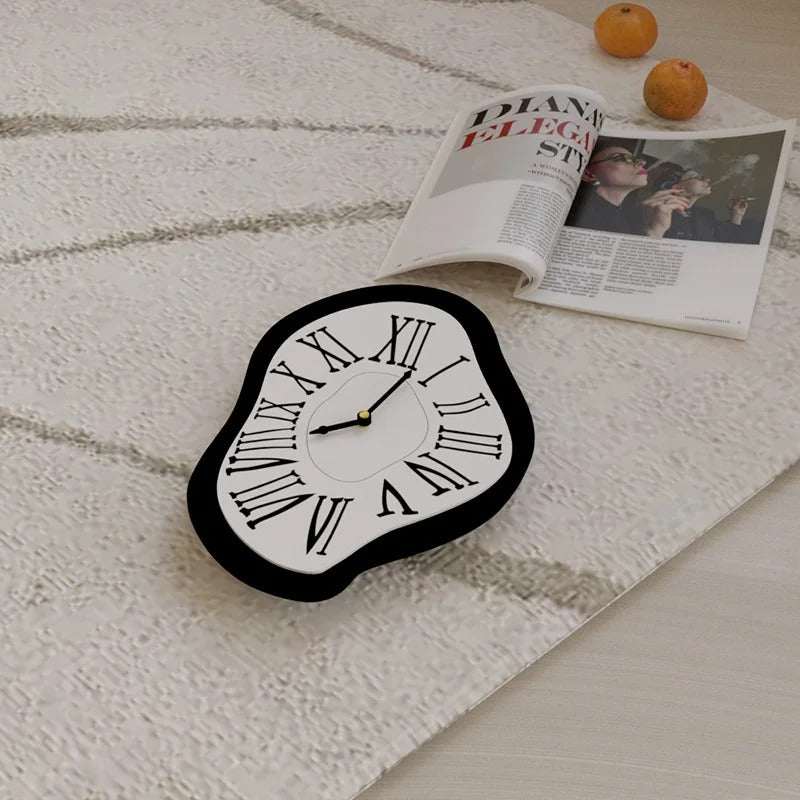 Dali Unique Black Silent Wall Clock – Artistic Acrylic Design for Home Decor