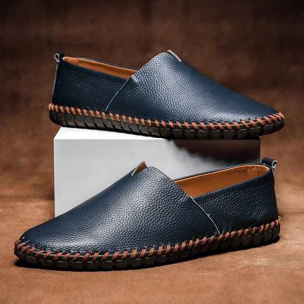 Davide Men's Brown Loafers – Hand-Stitched Faux Leather for Stylish Comfort