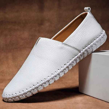 Davide Men's Brown Loafers – Hand-Stitched Faux Leather for Stylish Comfort