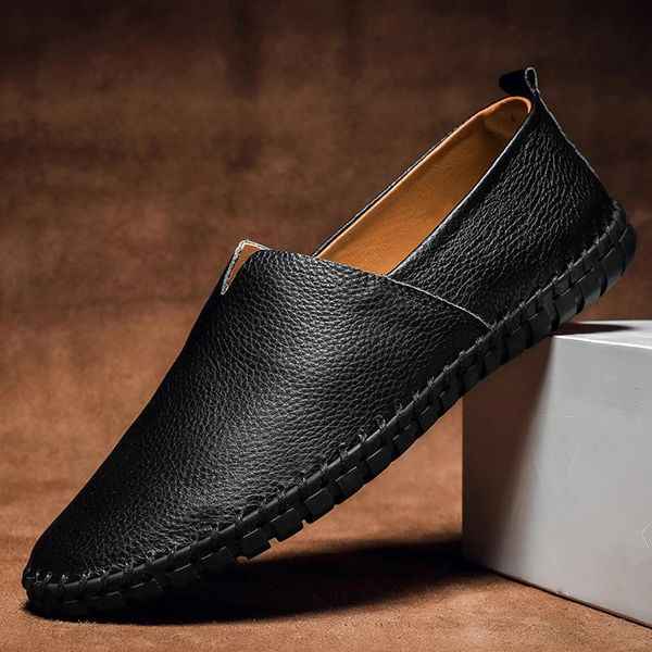 Davide Men's Brown Loafers – Hand-Stitched Faux Leather for Stylish Comfort