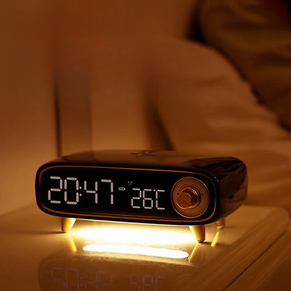 Quelis Retro Designer Alarm Clock – Stylish Induction Charger with LED Light