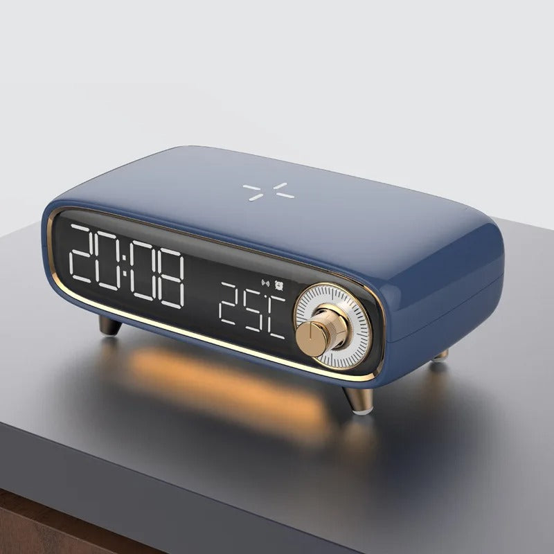 Quelis Retro Designer Alarm Clock – Stylish Induction Charger with LED Light