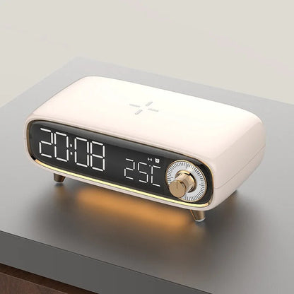 Quelis Retro Designer Alarm Clock – Stylish Induction Charger with LED Light