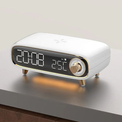 Quelis Retro Designer Alarm Clock – Stylish Induction Charger with LED Light