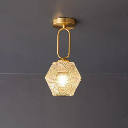 Joren Diamond Art Deco Ceiling Light Fixture – Elegant Brass Design for Stylish Illumination