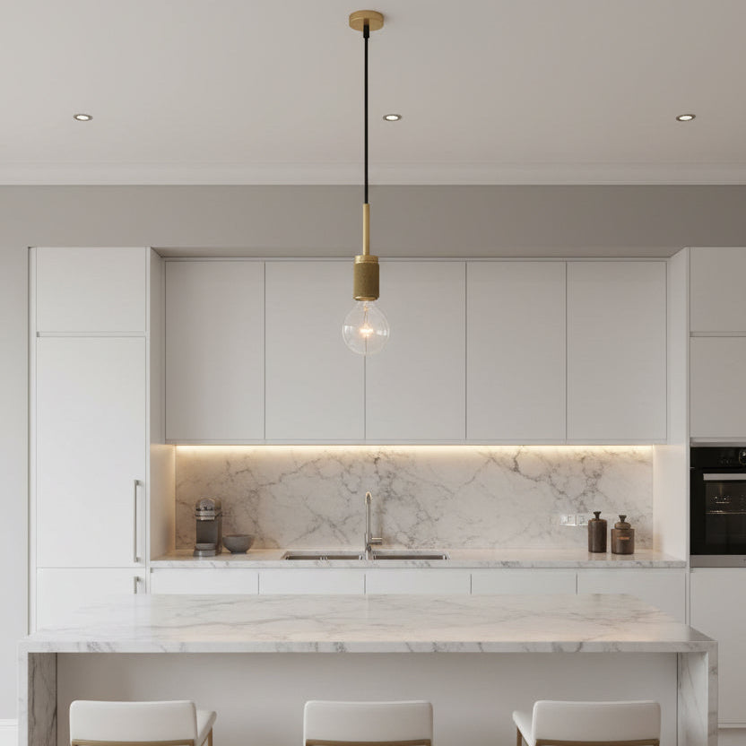 Torin Edison Modern Brass Glass Pendant Light – Adjustable Height for Stylish Rooms