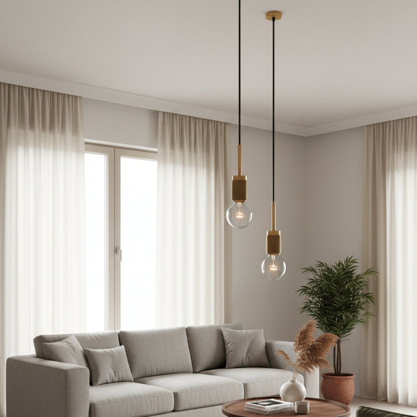 Torin Edison Modern Brass Glass Pendant Light – Adjustable Height for Stylish Rooms