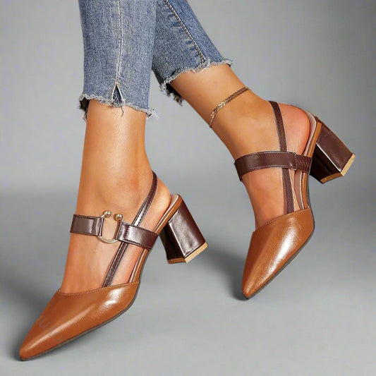 Elsie Women's Slingback Heels – Soft Leather, All-Day Comfort and Style