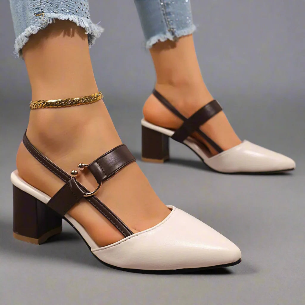 Elsie Women's Slingback Heels – Soft Leather, All-Day Comfort and Style