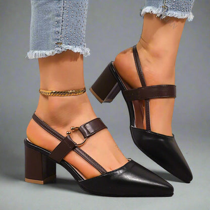 Elsie Women's Slingback Heels – Soft Leather, All-Day Comfort and Style