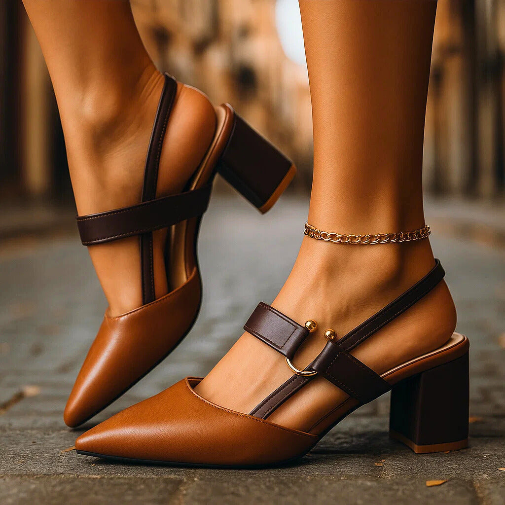 Elsie Women's Slingback Heels – Soft Leather, All-Day Comfort and Style