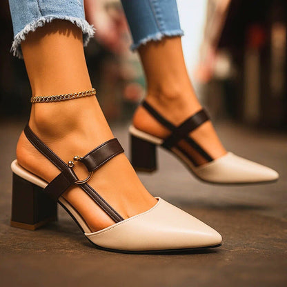 Elsie Women's Slingback Heels – Soft Leather, All-Day Comfort and Style