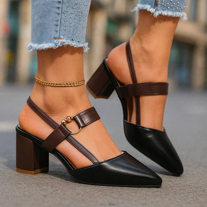 Elsie Women's Slingback Heels – Soft Leather, All-Day Comfort and Style