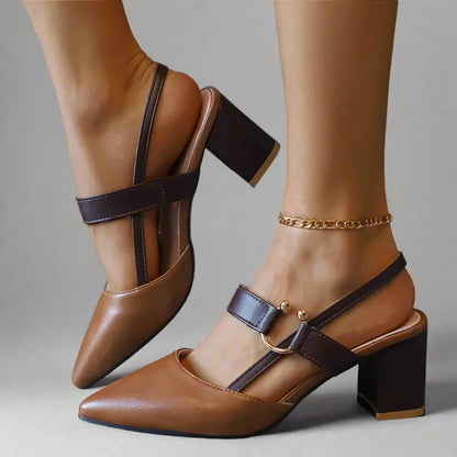 Elsie Women's Slingback Heels – Soft Leather, All-Day Comfort and Style