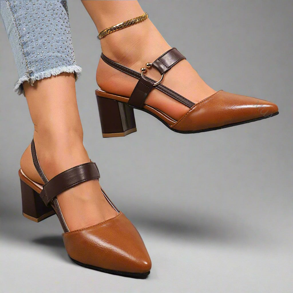 Elsie Women's Slingback Heels – Soft Leather, All-Day Comfort and Style