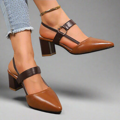 Elsie Women's Slingback Heels – Soft Leather, All-Day Comfort and Style