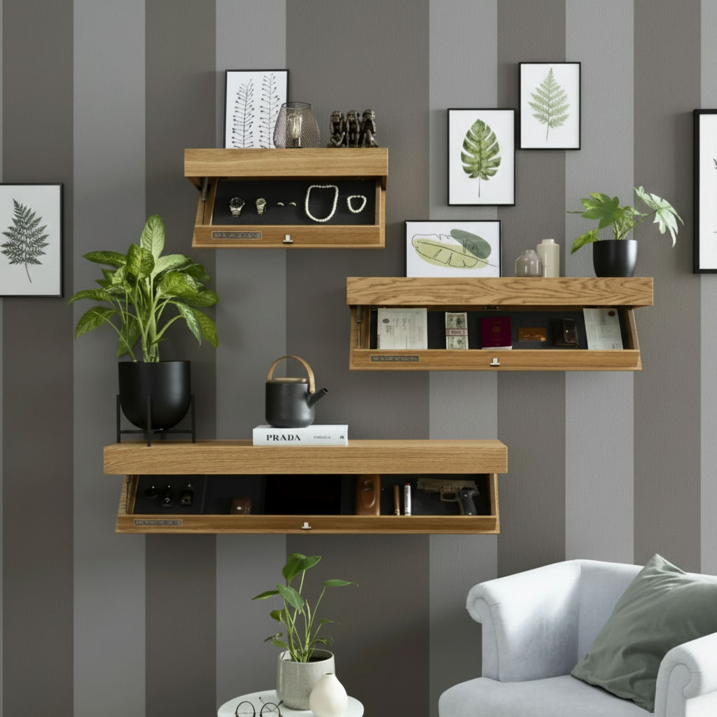 Elysian Modern Floating Shelf – Hidden Storage for Elegant Home Décor