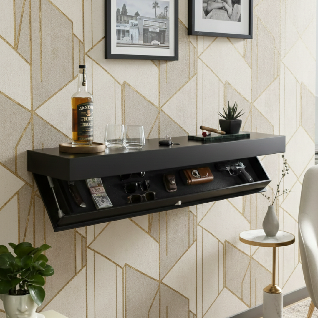 Elysian Modern Floating Shelf – Hidden Storage for Elegant Home Décor
