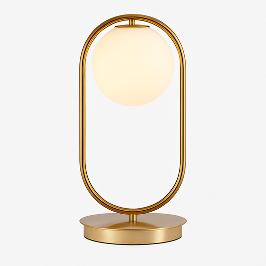 Olivara Modern Gold Table Lamp – Elegant Glass Ball Design for Bedroom