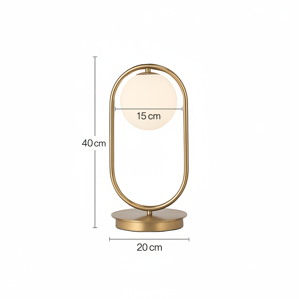 Olivara Modern Gold Table Lamp – Elegant Glass Ball Design for Bedroom