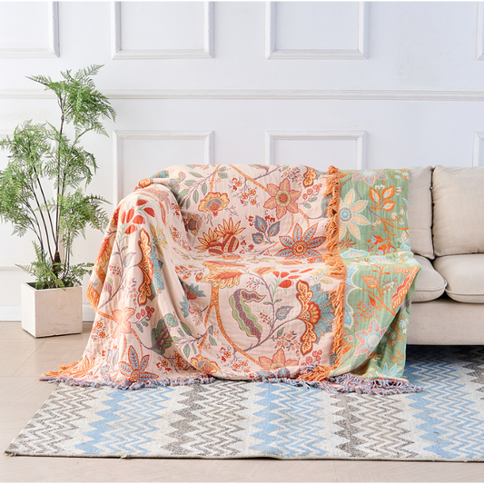 Flora Cozy Throw Blanket – Bohemian Floral Design for Versatile Use