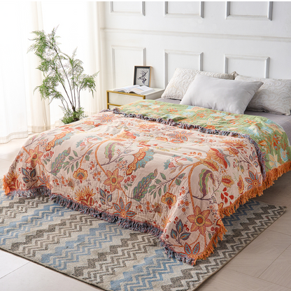 Flora Cozy Throw Blanket – Bohemian Floral Design for Versatile Use
