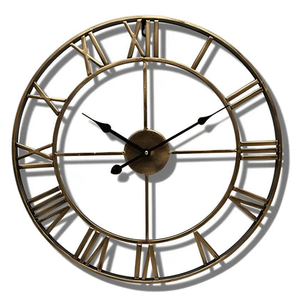 Solara Gilded Large Wall Clock – Vintage Roman Numerals for Timeless Elegance