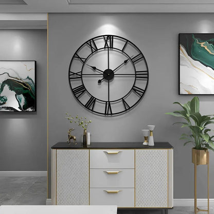 Solara Gilded Large Wall Clock – Vintage Roman Numerals for Timeless Elegance
