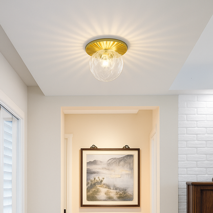 Gavelle Modern Gold LED Ceiling Light Fixture – Elegant Glass Dome Design for Cozy Spaces