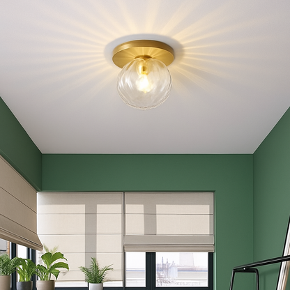 Gavelle Modern Gold LED Ceiling Light Fixture – Elegant Glass Dome Design for Cozy Spaces