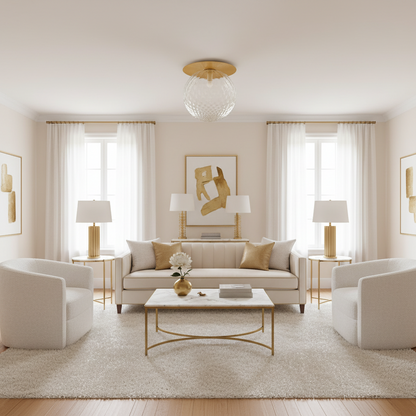 Gavelle Modern Gold LED Ceiling Light Fixture – Elegant Glass Dome Design for Cozy Spaces