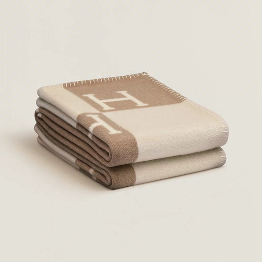 Hayden Golden Plaid Throw Blanket – Luxurious Wool & Cashmere Comfort