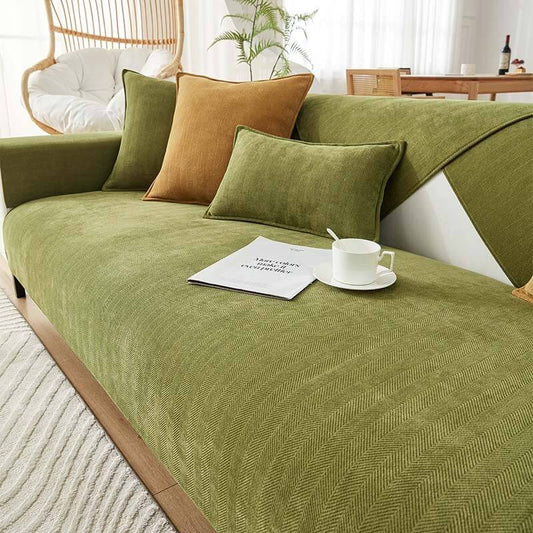 Perin Herringbone Chenille Couch Cover – Stylish Pet-Friendly Slipcover Protector