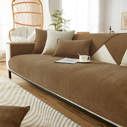 Perin Herringbone Chenille Couch Cover – Stylish Pet-Friendly Slipcover Protector