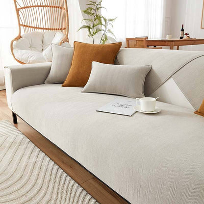 Perin Herringbone Chenille Couch Cover – Stylish Pet-Friendly Slipcover Protector
