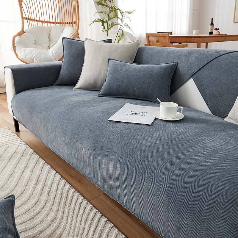 Perin Herringbone Chenille Couch Cover – Stylish Pet-Friendly Slipcover Protector