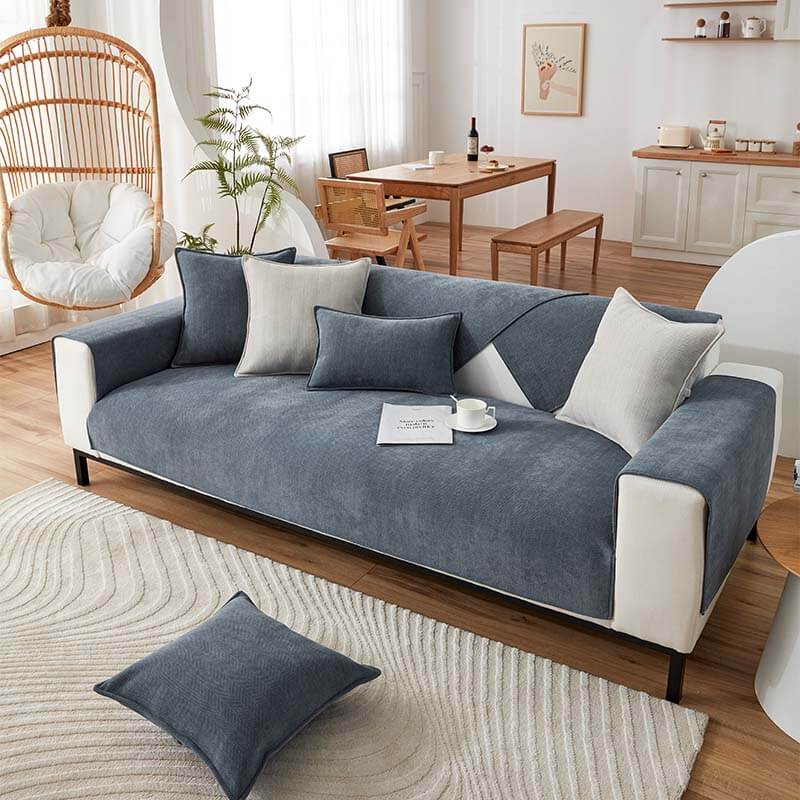 Perin Herringbone Chenille Couch Cover – Stylish Pet-Friendly Slipcover Protector