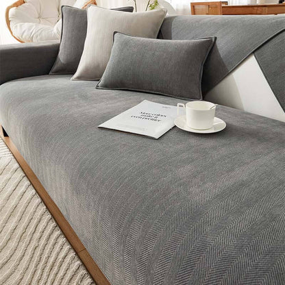 Perin Herringbone Chenille Couch Cover – Stylish Pet-Friendly Slipcover Protector
