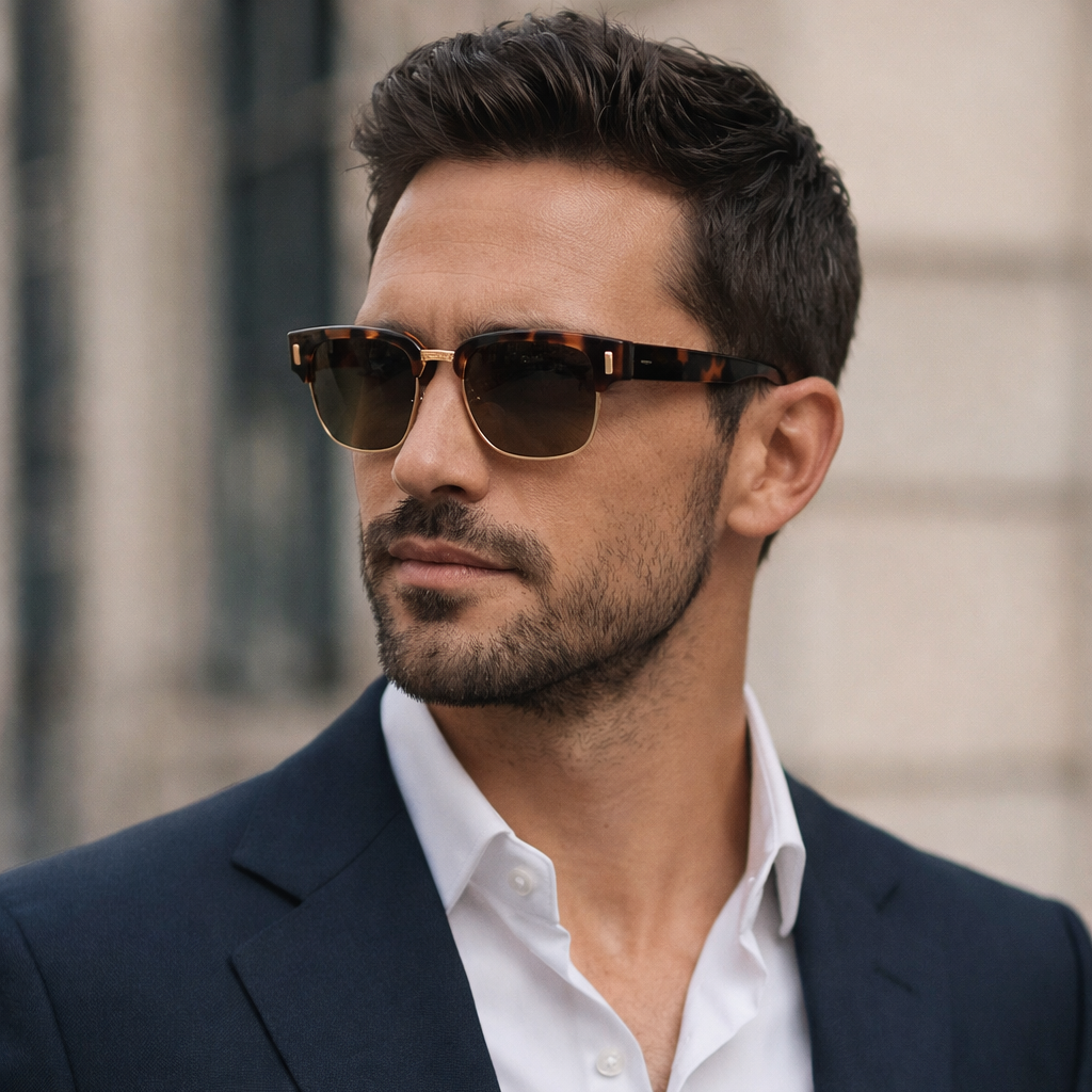 Juno Men's Sunglasses – Stylish Clubmaster Design with UV400 Protection