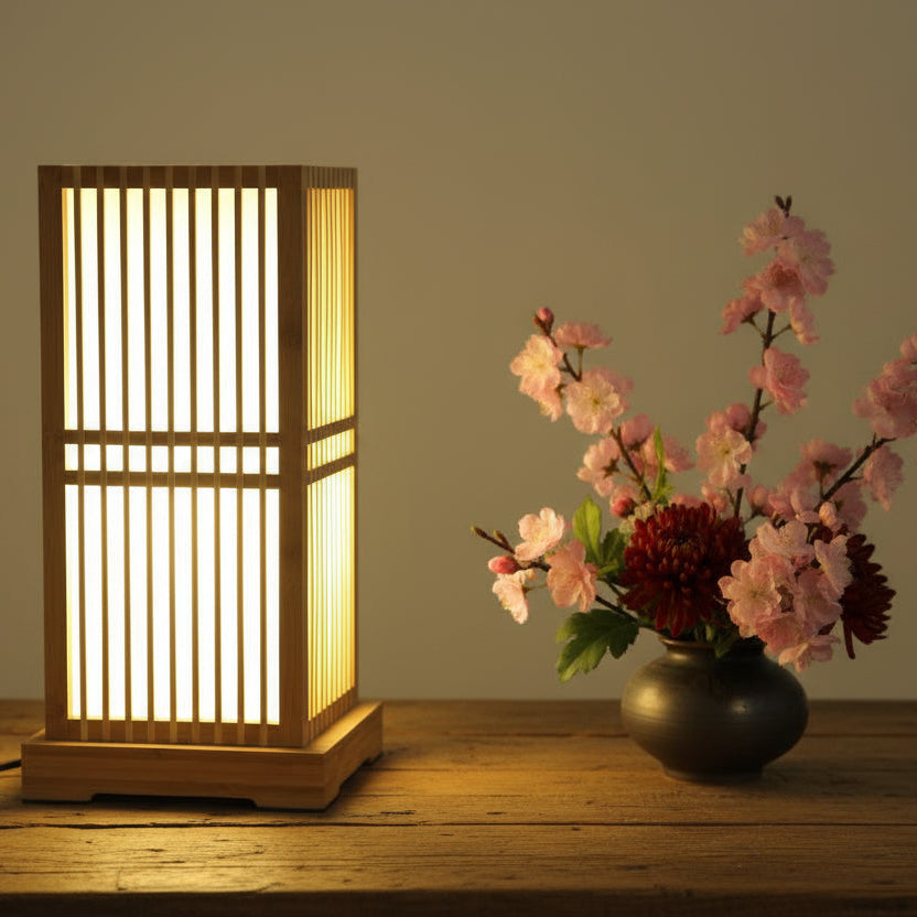 Jade Minimalist Bamboo Table Lamp – Modern Design for Cozy Bedrooms
